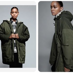 NWT Zara medium PARKA coat. Size M. Color: GREEN